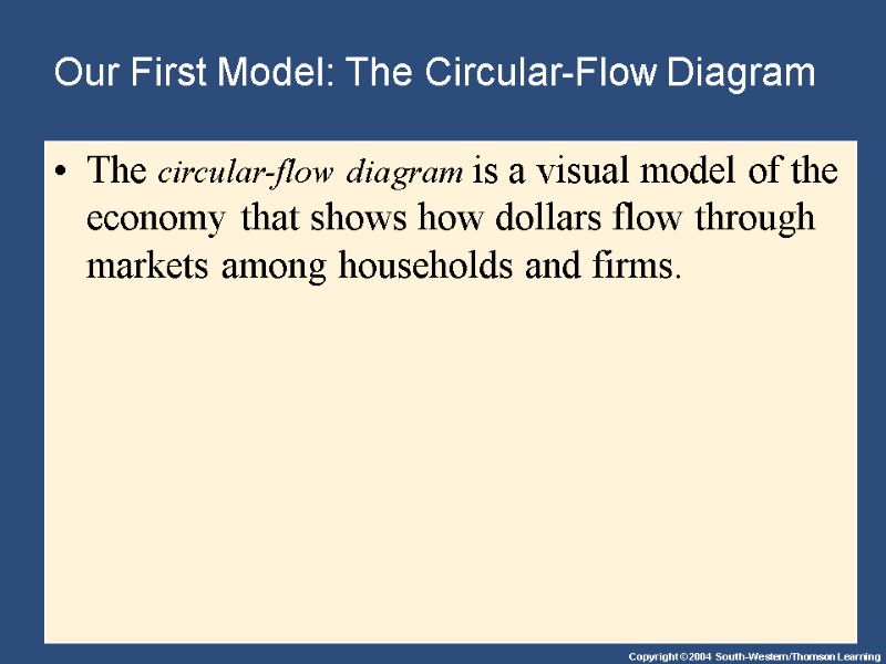 Our First Model: The Circular-Flow Diagram The circular-flow diagram is a visual model of